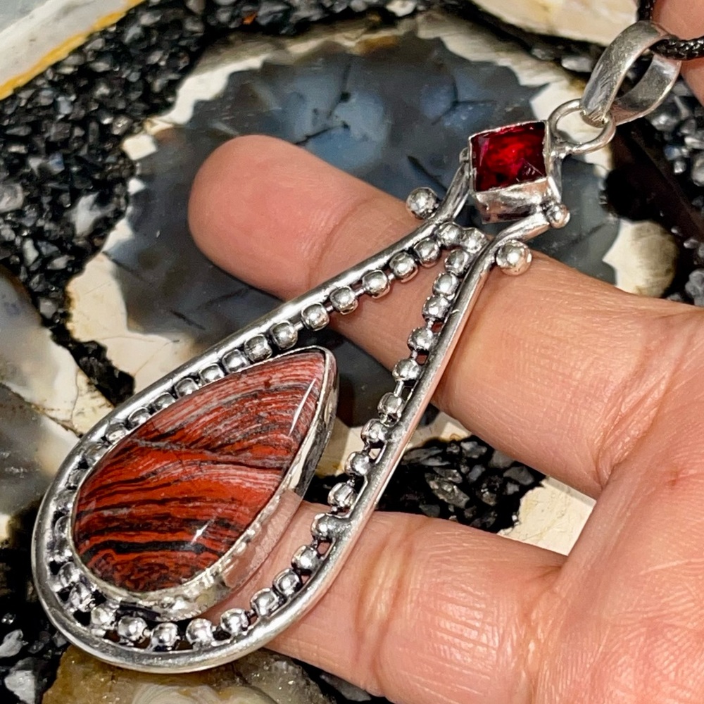 Convoluted Red Jasper Pendant 3 1/4”